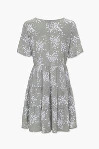 SAGE/CREAM Speckled Print Tiered Mini Dress, image 2