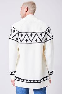 CREAM/BLACK Geo Open-Front Cardigan Sweater, image 3