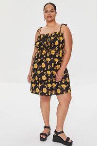 BLACK/MULTI Plus Size Floral Print Mini Dress, image 4