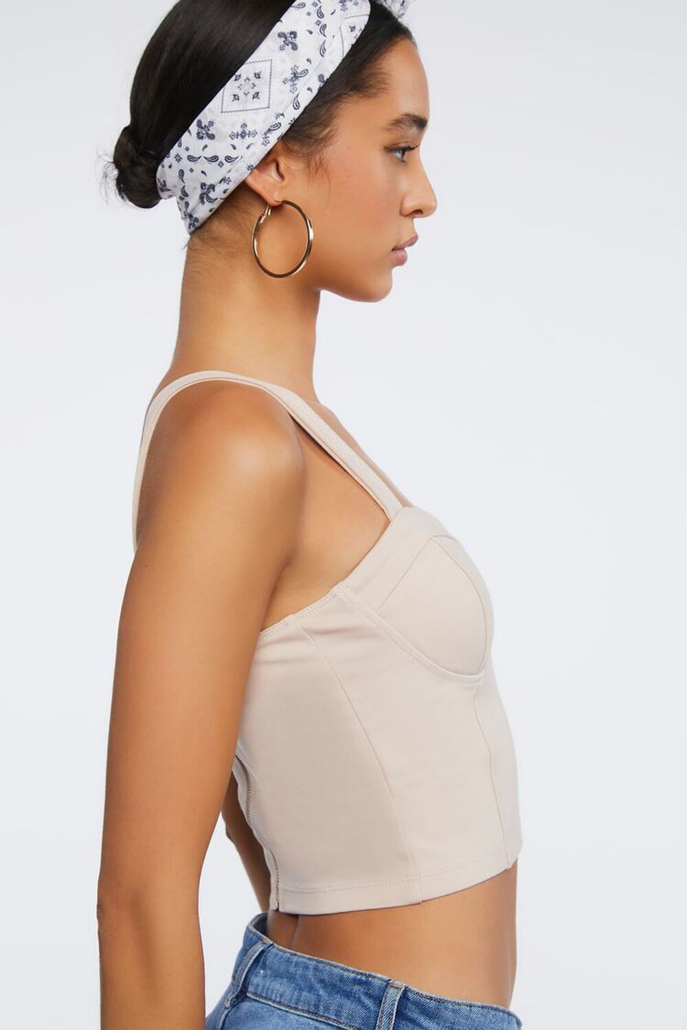 TAUPE Sweetheart Bustier Crop Top, image 2
