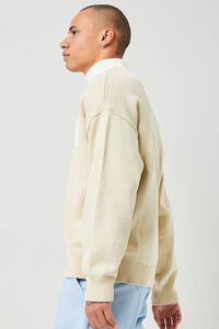 KHAKI/WHITE Happy Face Cardigan Sweater, image 2