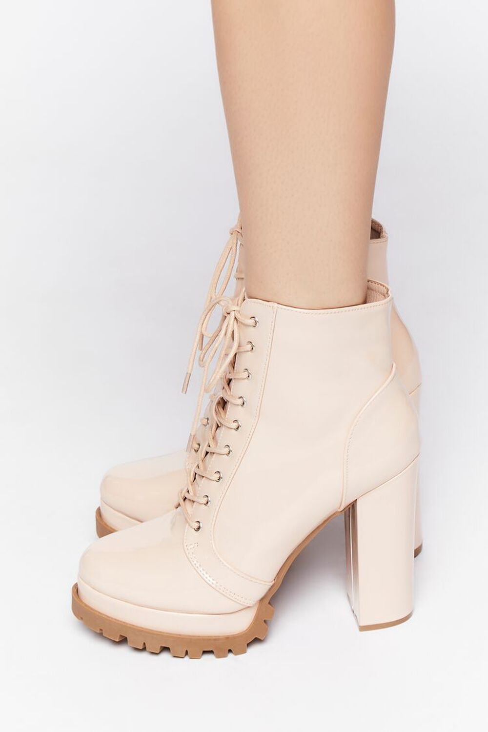 NUDE Faux Patent Leather Lace-Up Booties, image 2