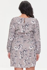 BROWN/MULTI Plus Size Floral Mini Dress, image 3