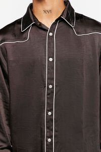 BLACK/WHITE Piped-Trim Long-Sleeve Shirt, image 5