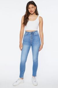 MEDIUM DENIM Recycled Cotton High-Rise Skinny Jeans, image 5