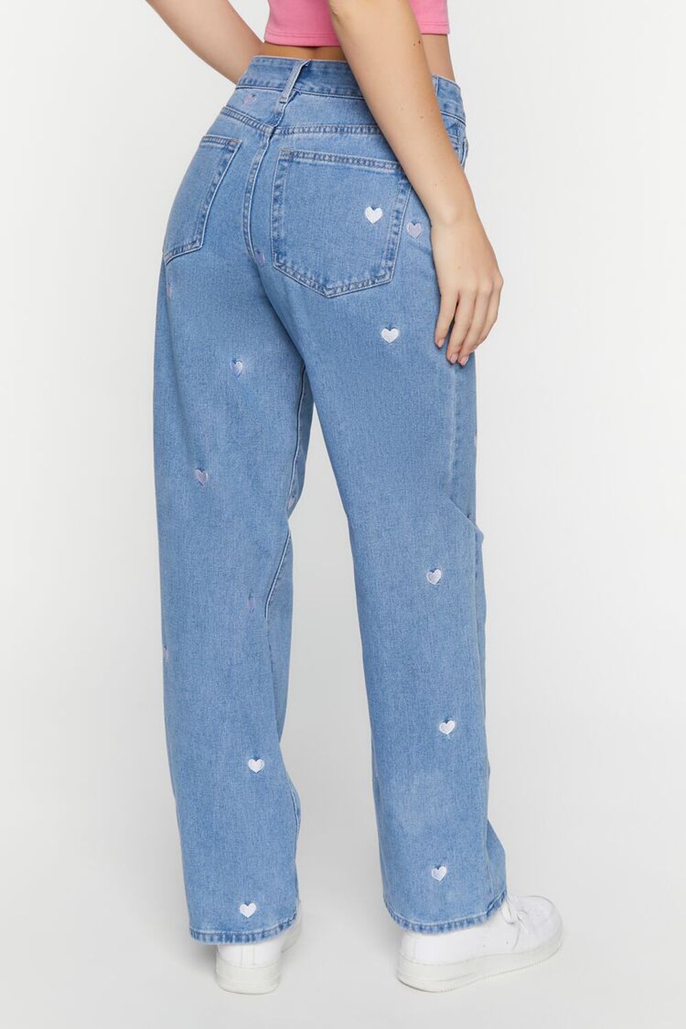 LIGHT DENIM Heart Embroidered 90s-Fit Jeans, image 3