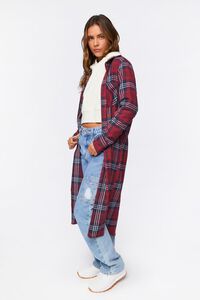 BURGUNDY/MULTI Plaid Flannel Longline Tunic, image 2