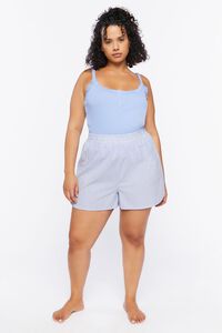 BLUE/WHITE Plus Size Pinstriped Shorts, image 5