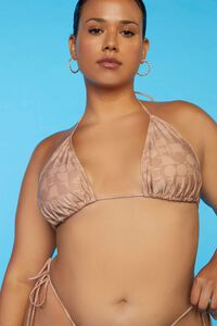 AUBURN/WALNUT Plus Size Sports Illustrated Geo Print Bikini Top, image 1