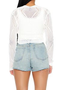 WHITE Open-Knit Tie-Front Sweater, image 3