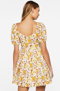 IVORY/MULTI Floral Print Puff-Sleeve Mini Dress, image 3