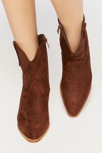 BROWN Faux Suede Cowboy Boots, image 4