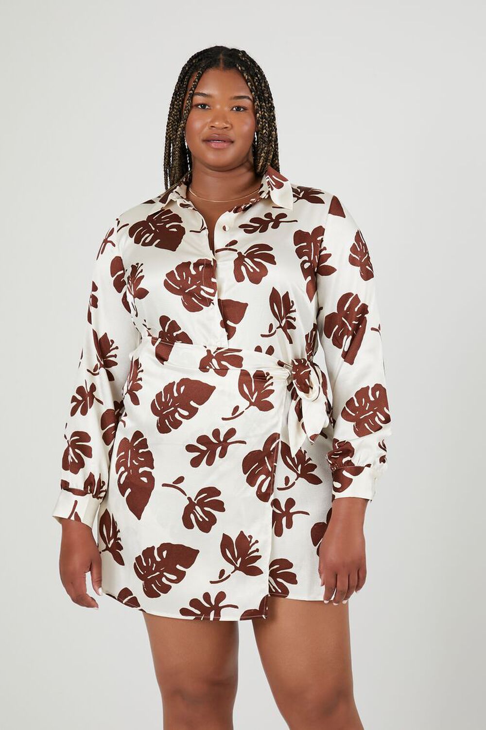 forseelser Sammenlignelig slutpunkt Plus Size Satin Tropical Print Wrap Dress