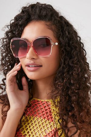 Oversized Cat-eye Frame Sunglasses in Light Gold/brown Black - Women
