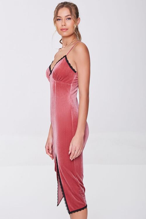 ROSE Velvet Lace-Trim Bodycon Dress, image 3