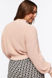 DUSTY PINK Plus Size Ribbed Mock Neck Sweater, image 3