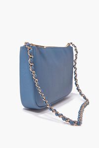 BLUE Faux Leather Zip-Up Shoulder Bag, image 2