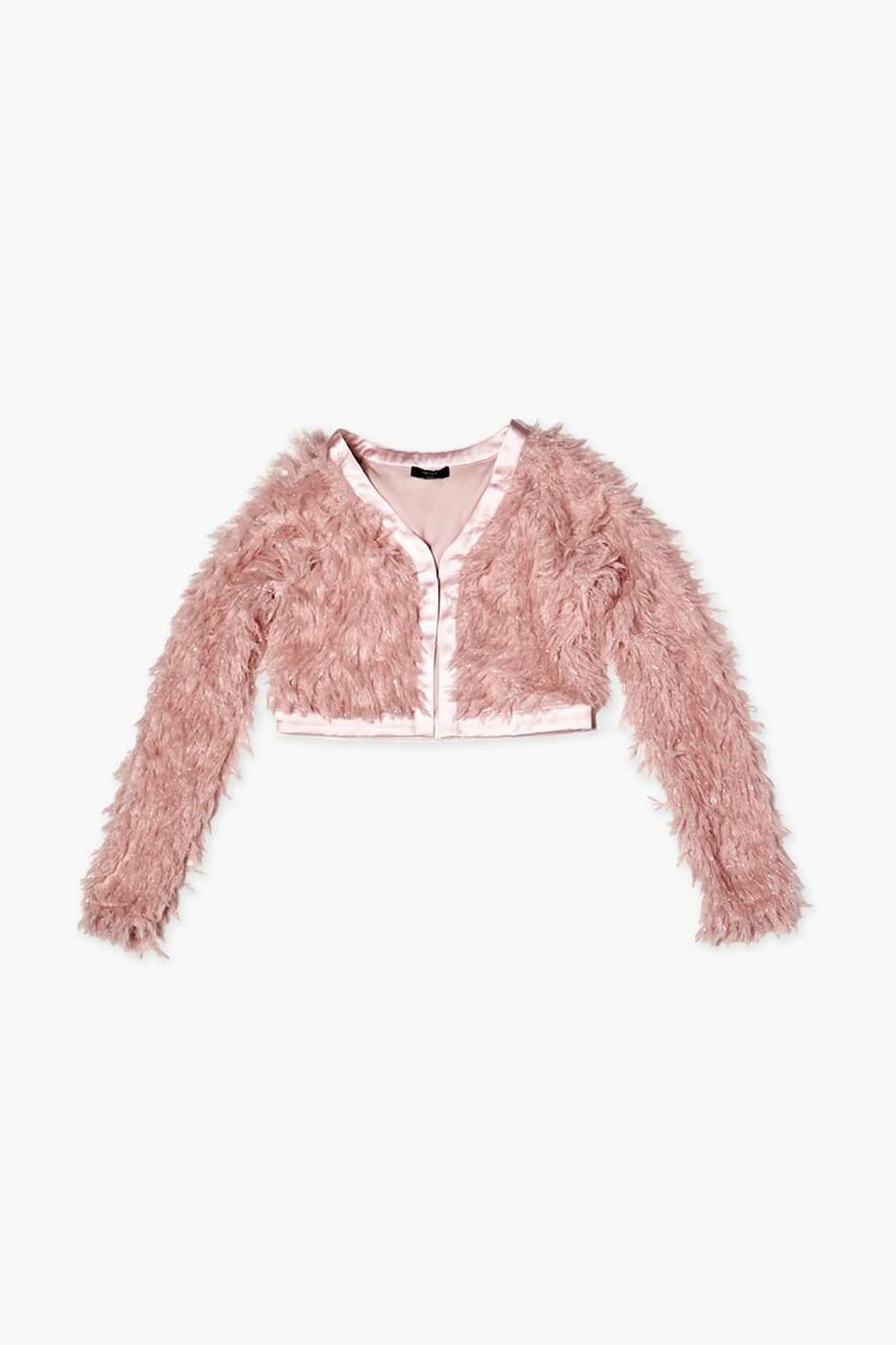 PINK Girls Faux Feather Open-Front Jacket (Kids), image 1