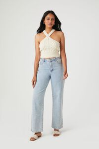 OATMEAL Cable Knit Halter Crop Top, image 4