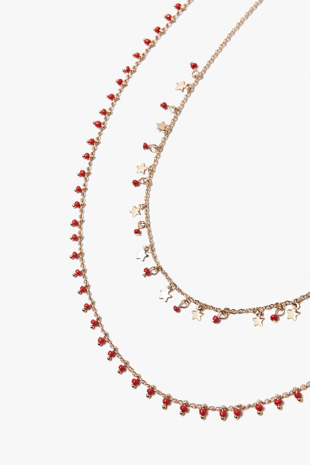 GOLD/RED Beaded Necklace Set, image 1