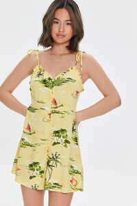 Tropical Ruffled Cami Dress, image 1