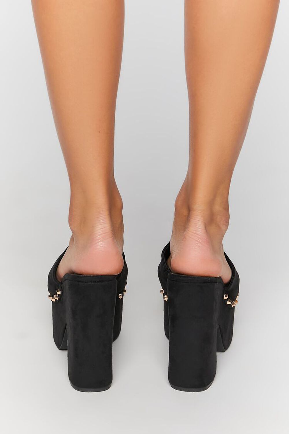 BLACK Studded Platform Clog Heels, image 3
