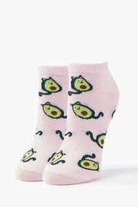 PINK/MULTI Cat Avocado Print Ankle Socks, image 1