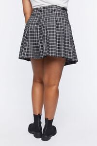 BLACK/MULTI Plus Size Pleated Plaid Mini Skirt, image 4