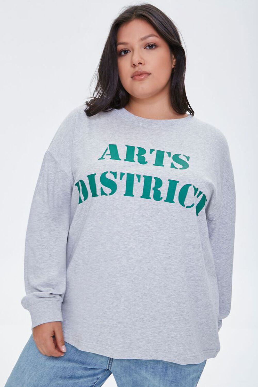 HEATHER GREY/GREEN Plus Size Arts District Graphic Tee, image 1