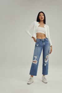 Recycled Cotton Distressed Mid-Rise Baggy Jeans, image 7