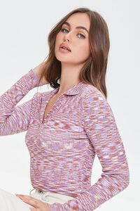 HIBISCUS/MULTI Marled Knit Cropped Sweater, image 1