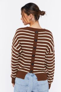 BROWN/WHITE Striped Button-Back Sweater, image 3