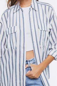 WHITE/NAVY Striped Curved-Hem Shirt, image 5