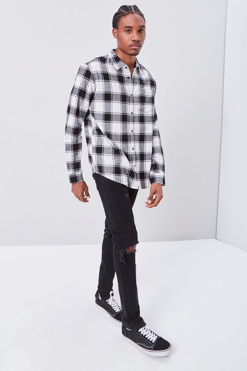 WHITE/BLACK Classic Fit Flannel Plaid Shirt, image 5