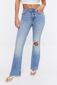 LIGHT DENIM Hemp 10% Distressed Flare Jeans, image 2