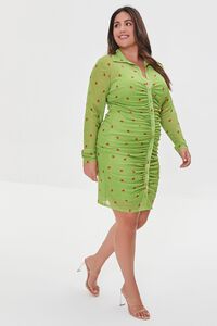 GREEN/MULTI Plus Size Mesh Strawberry Print Dress, image 4
