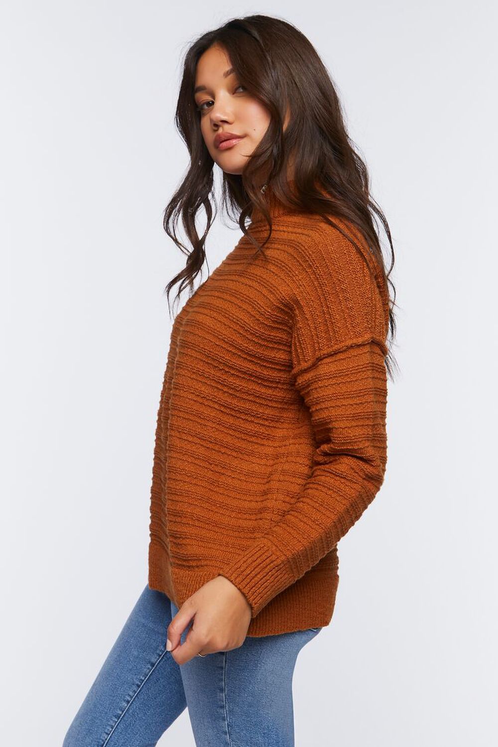 GINGER Ribbed Mock Neck Sweater Top, image 2