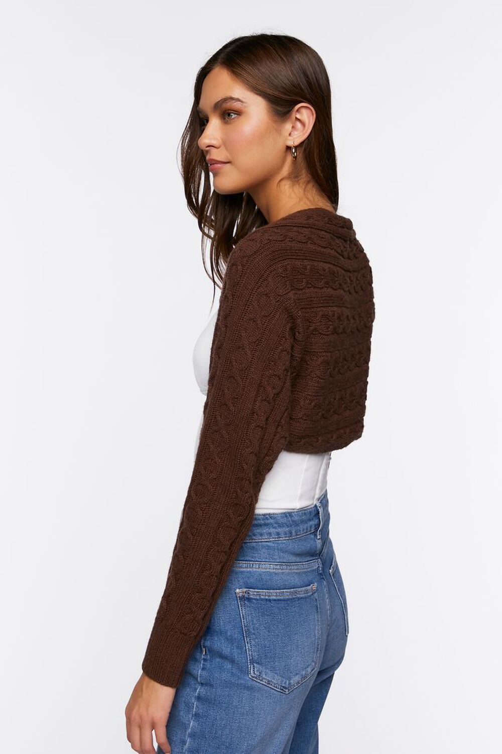 BROWN Cable Knit Shrug Sweater, image 2
