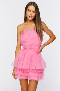 PINK Tulle Tiered Mini Dress, image 1