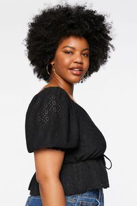 BLACK Plus Size Embroidered Floral Crop Top, image 2