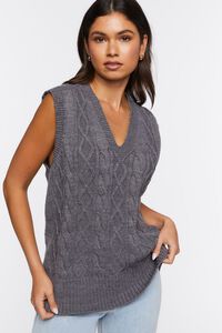 CHARCOAL Cable Knit Sweater Vest, image 1