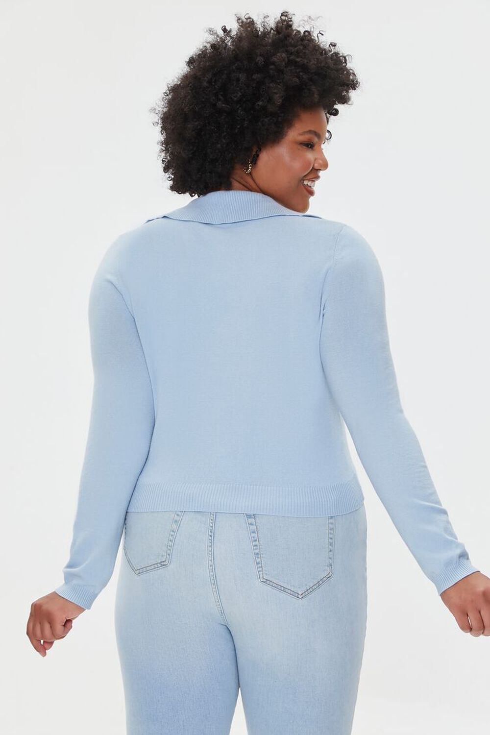 Plus Size Split-Neck Fitted Sweater, image 3