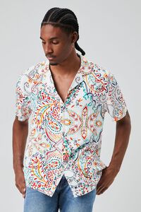 WHITE/MULTI Fitted Paisley Print Shirt, image 1