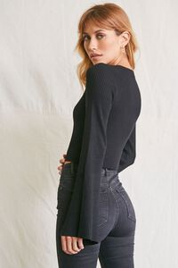 BLACK Cropped Bell-Sleeve Sweater, image 2