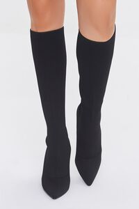 BLACK Knee-High Stiletto Sock Boots, image 4