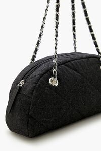 BLACK Quilted Denim Baguette Bag, image 4