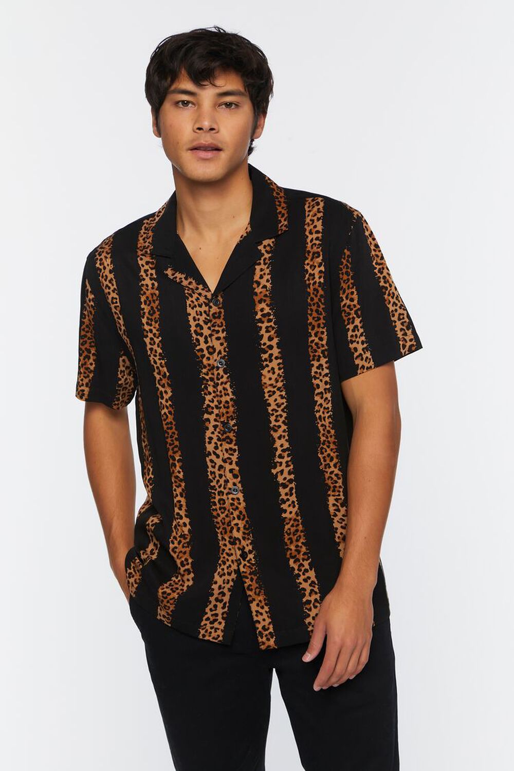BLACK/MULTI Leopard Striped Shirt, image 1
