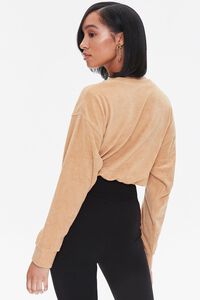 BROWN French Terry Drop-Sleeve Top, image 3