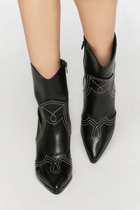 BLACK Faux Leather Contrast Cowboy Boots, image 5