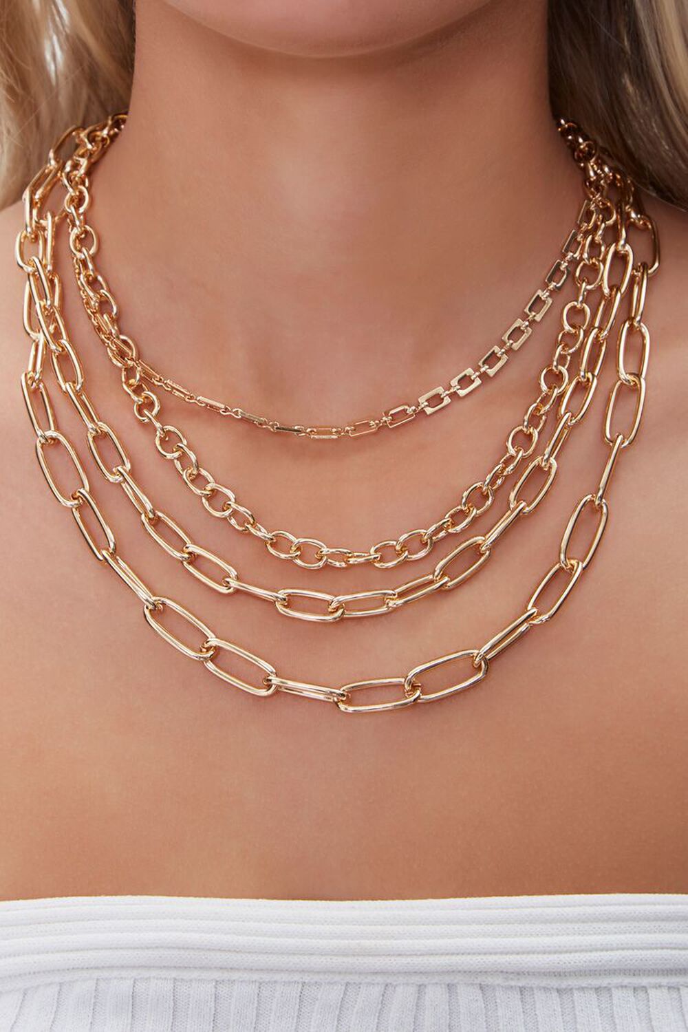 GOLD Layered Anchor Chain Necklace, image 1